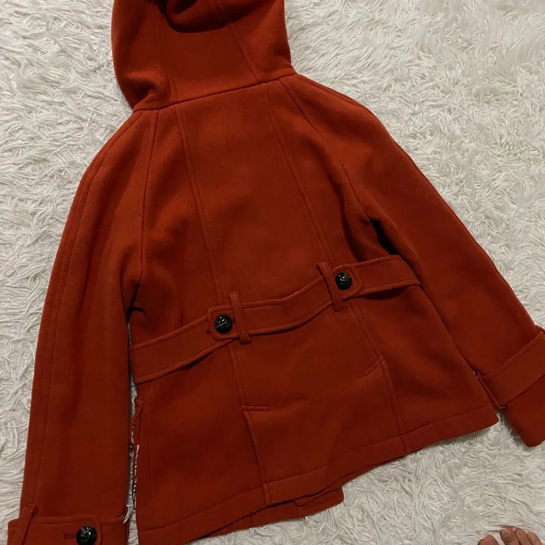 [Good condition] Burberry Blue Label Duffle Coat Orange M Nova Check