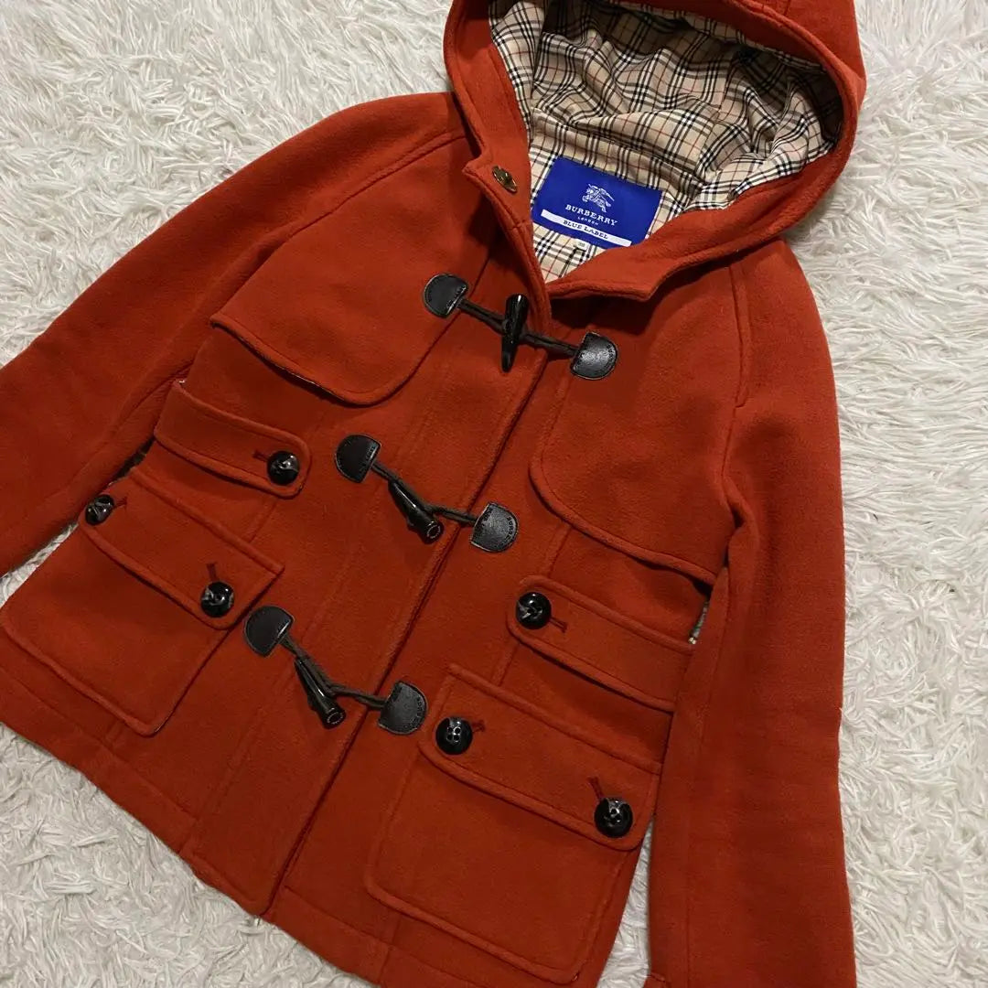 [Good condition] Burberry Blue Label Duffle Coat Orange M Nova Check