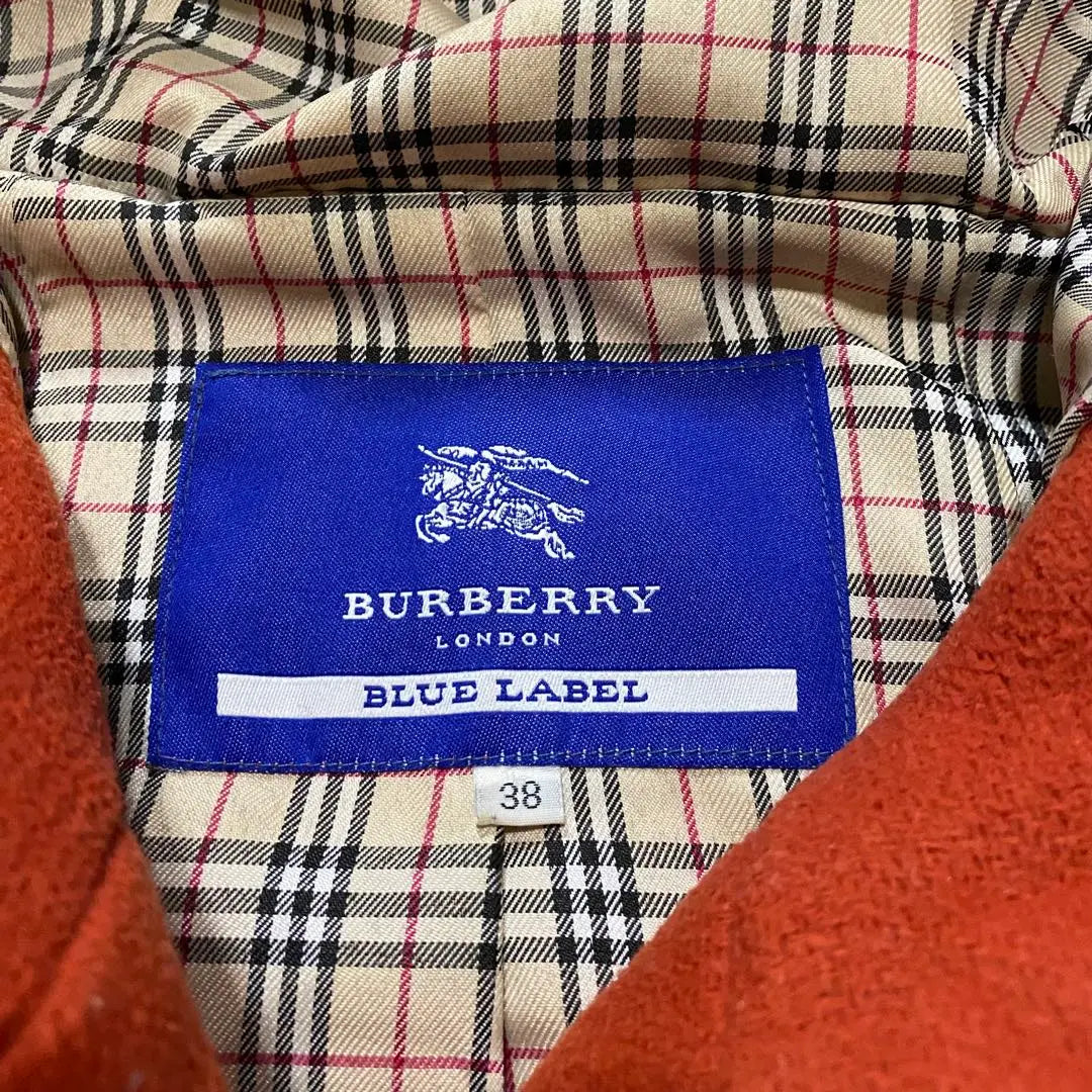 [Good condition] Burberry Blue Label Duffle Coat Orange M Nova Check