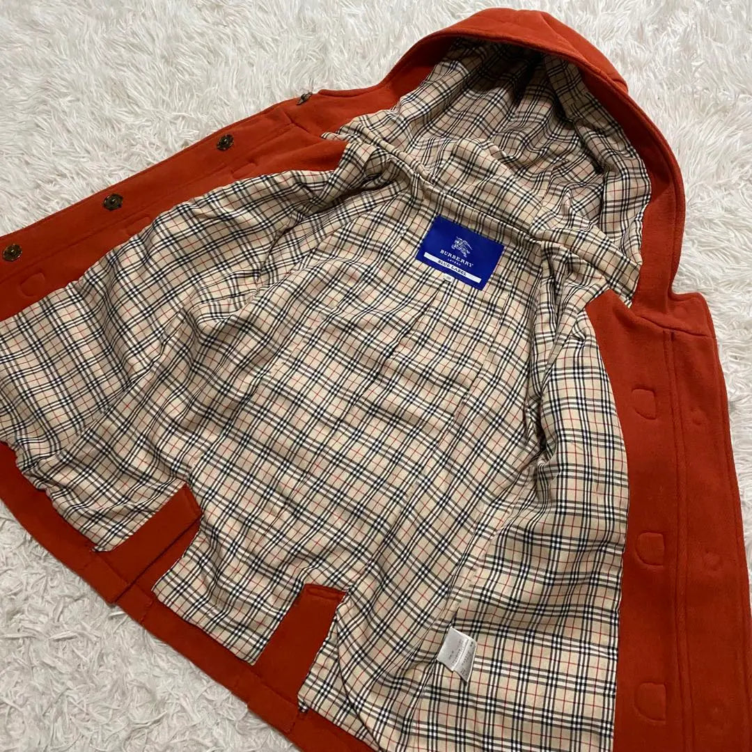 [Good condition] Burberry Blue Label Duffle Coat Orange M Nova Check