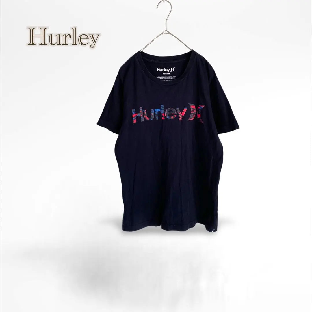 [Hurley] T-shirt, short sleeve, black [S] 100% cotton print logo