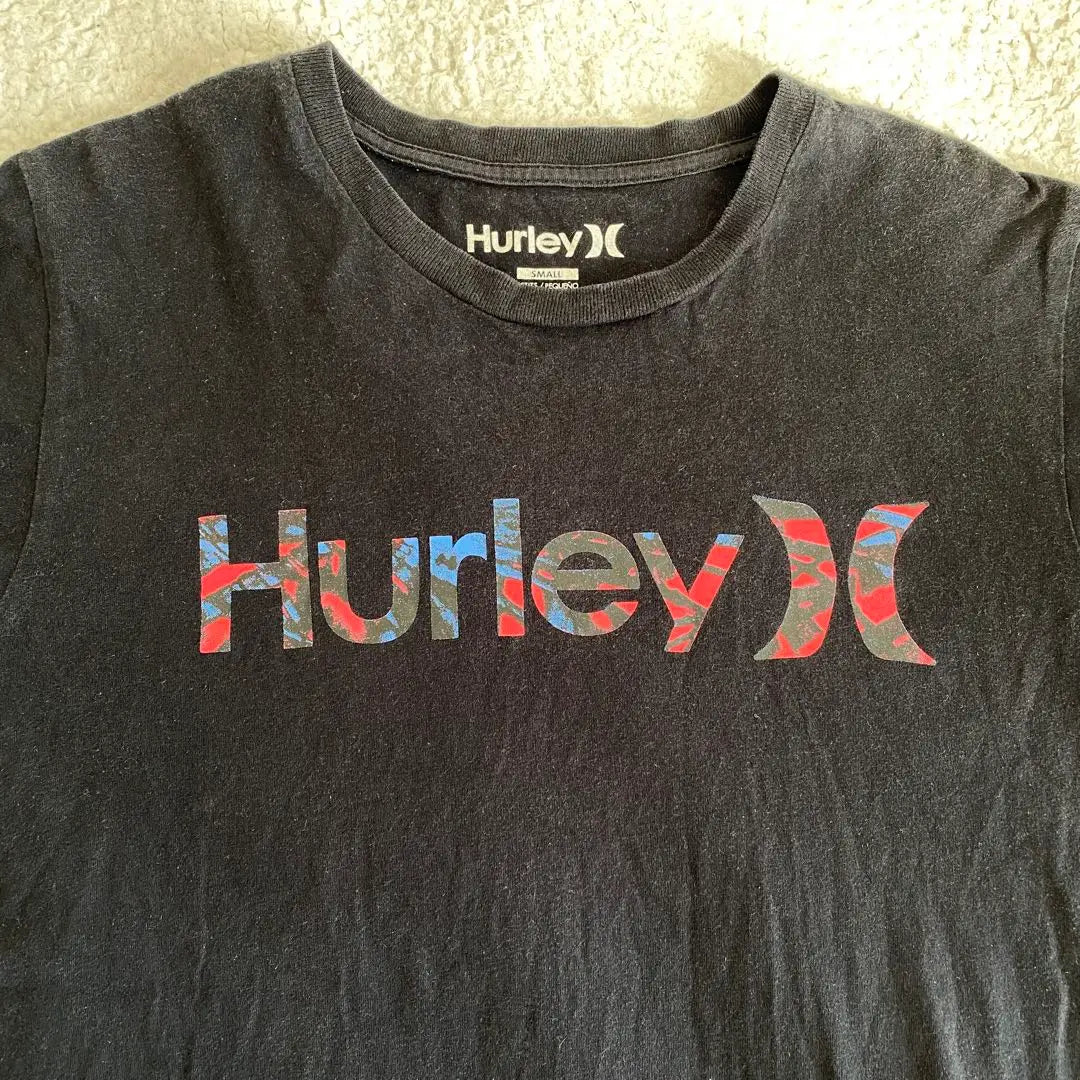 [Hurley] T-shirt, short sleeve, black [S] 100% cotton print logo