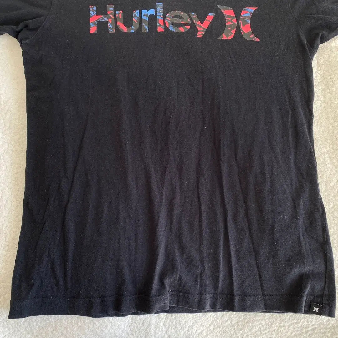 [Hurley] T-shirt, short sleeve, black [S] 100% cotton print logo