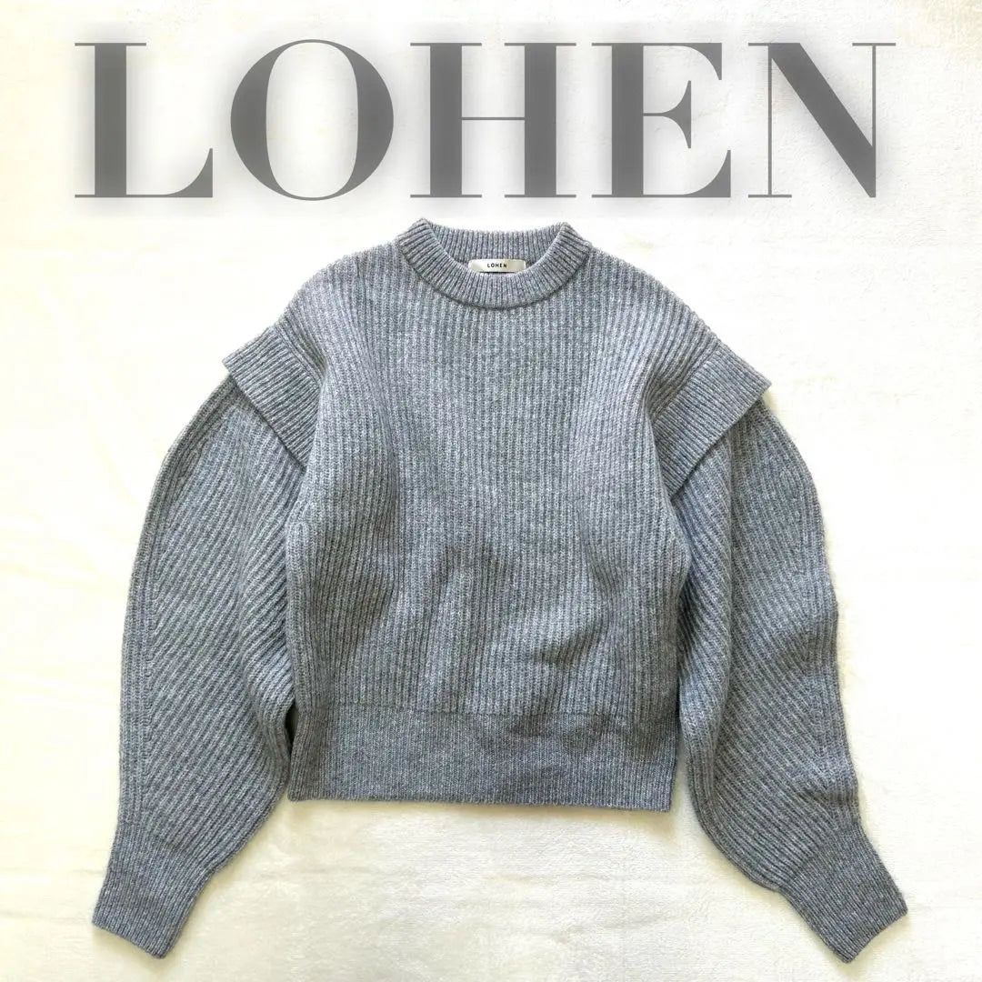 Excelente estado ✨Lohen Layered Sleeve Knit, talla única, gris, 100 % lana