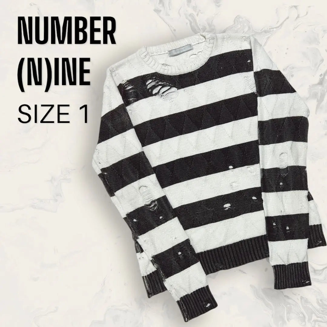 [Rare] NUMBER (N)INE Modern Age Damage Border Knit