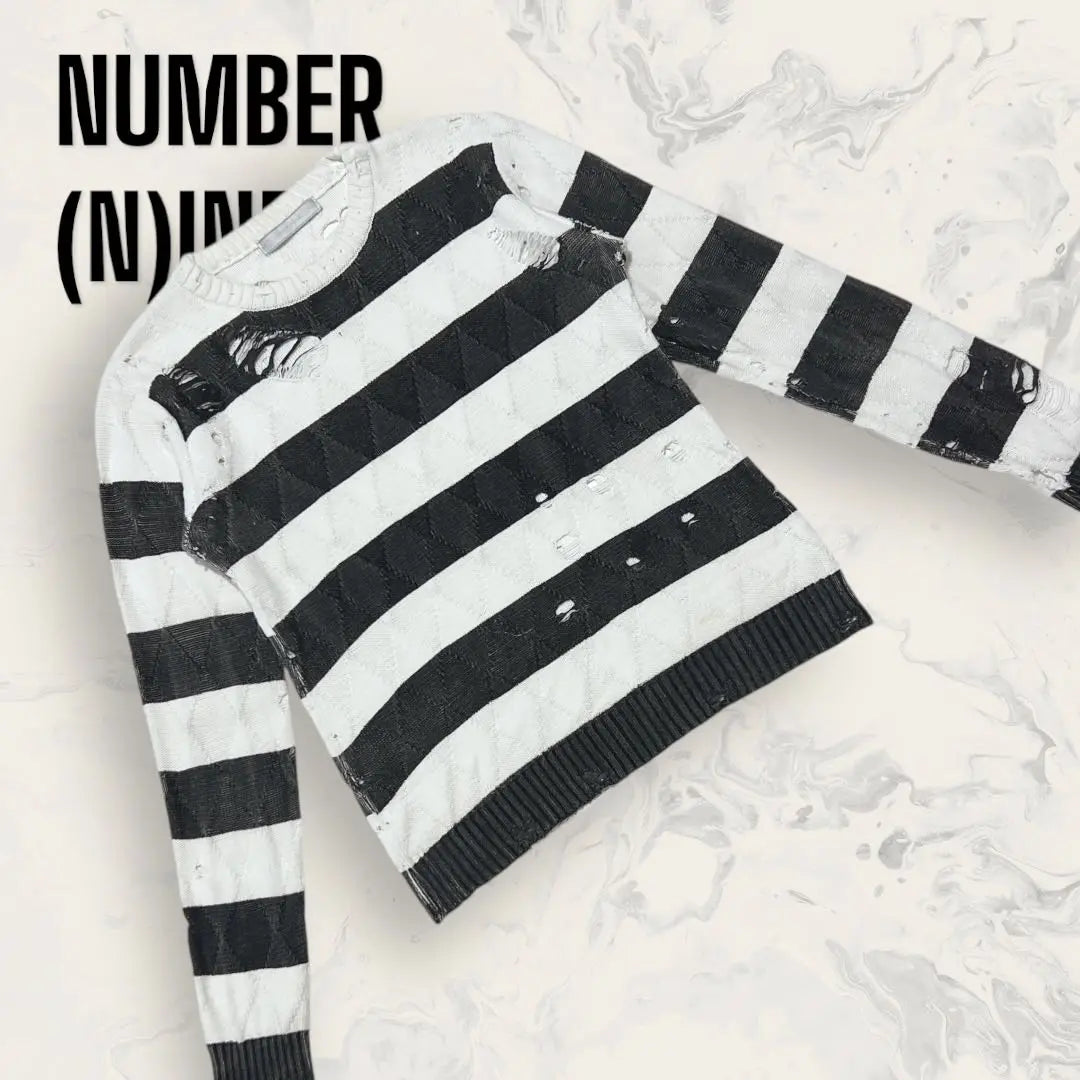 [Rare] NUMBER (N)INE Modern Age Damage Border Knit