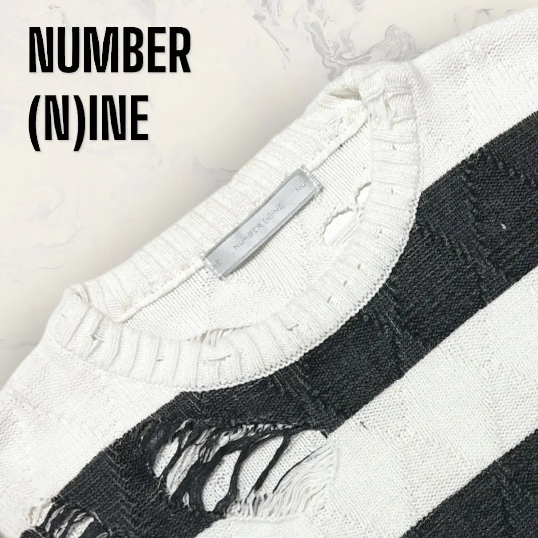 [Rare] NUMBER (N)INE Modern Age Damage Border Knit