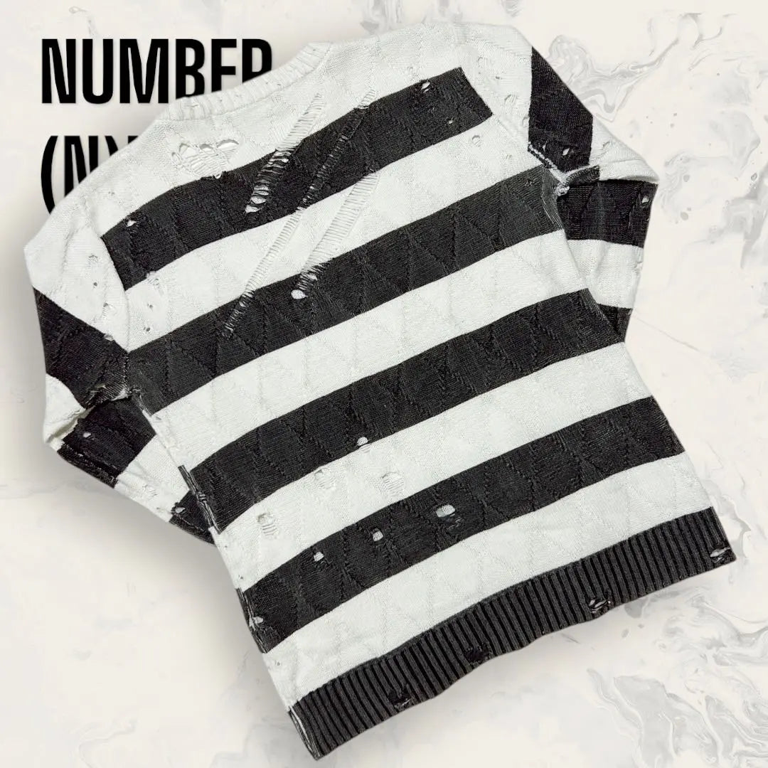 [Rare] NUMBER (N)INE Modern Age Damage Border Knit