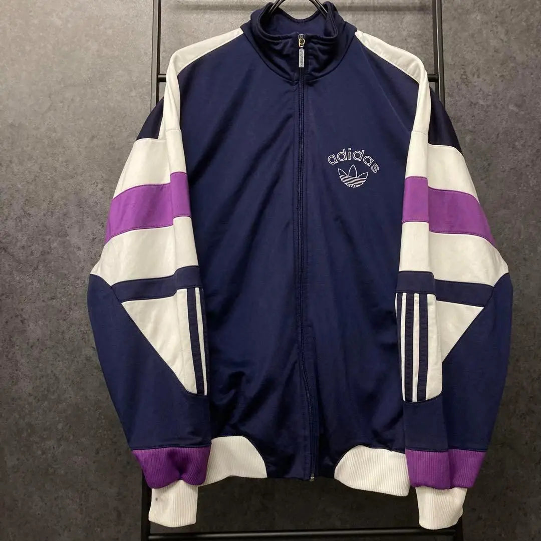 80s {US used clothing} Adidas track jacket trefoil embroidery logo men's L