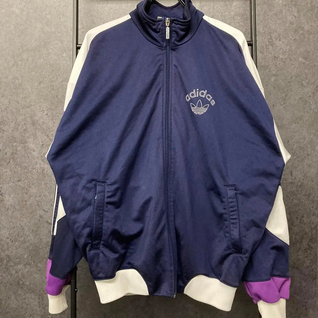 80s {US used clothing} Adidas track jacket trefoil embroidery logo men's L