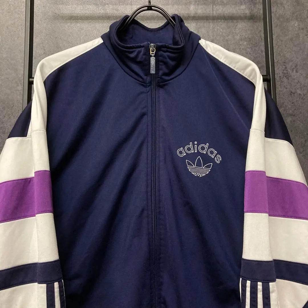 80s {US used clothing} Adidas track jacket trefoil embroidery logo men's L