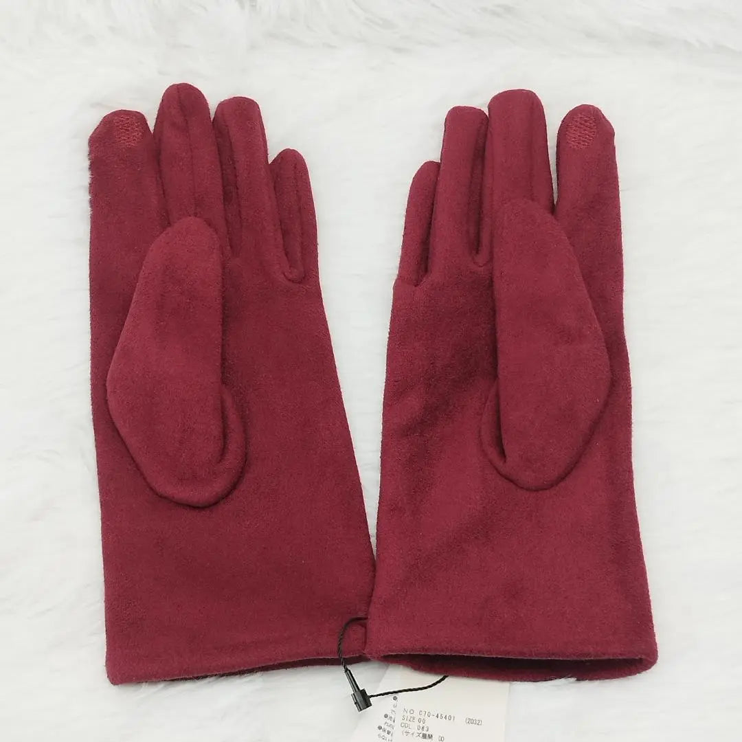 Simple fashion ❤️ Suede globe ladies gloves Red red