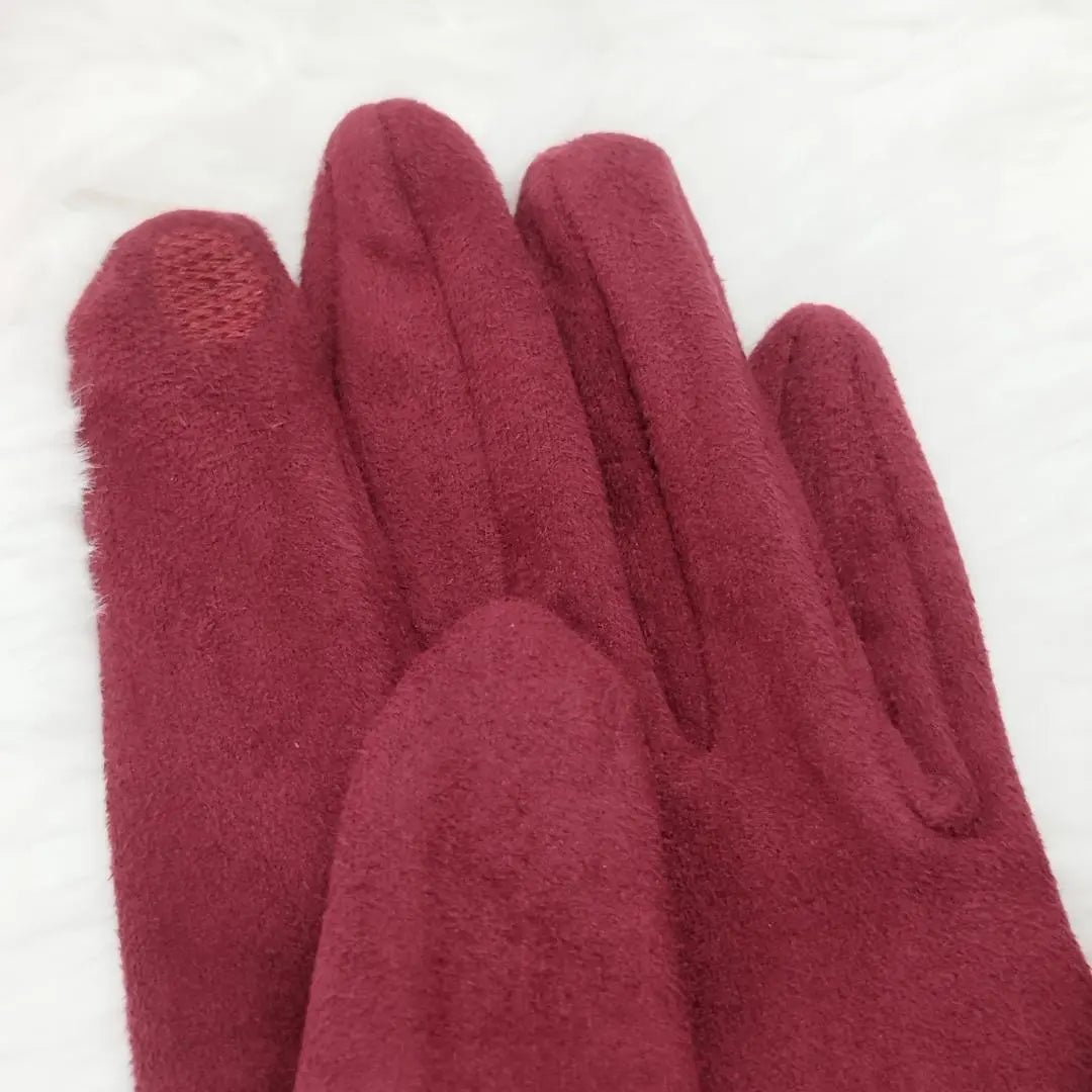 Simple fashion ❤️ Suede globe ladies gloves Red red