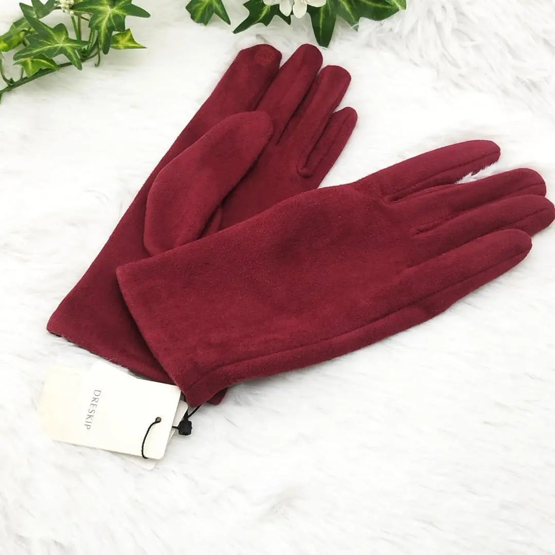 Simple fashion ❤️ Suede globe ladies gloves Red red