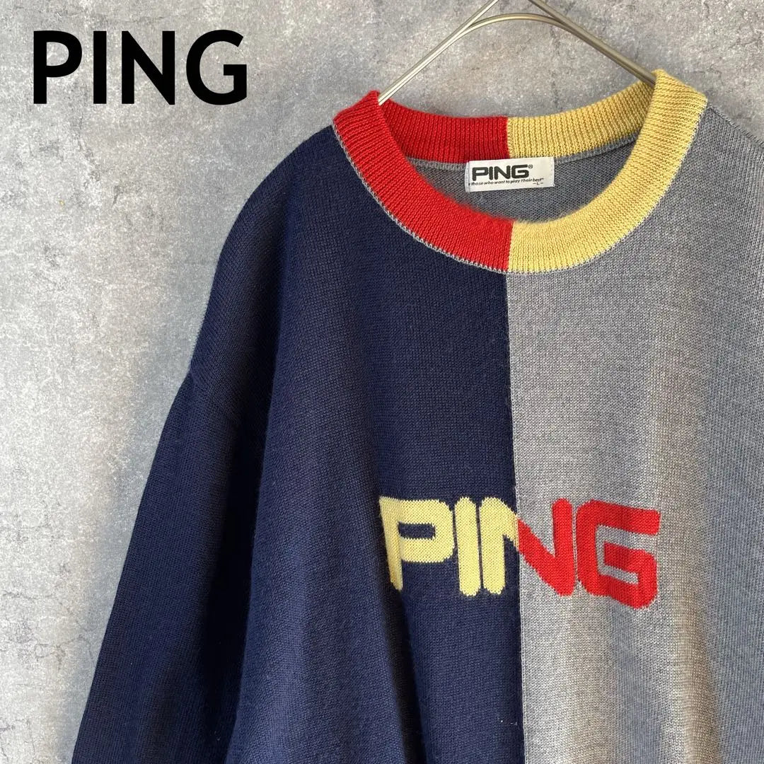 PING Knitted sweatshirt Wool sweater Colorful L Men's V1