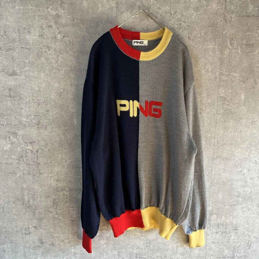 PING Knitted sweatshirt Wool sweater Colorful L Men's V1