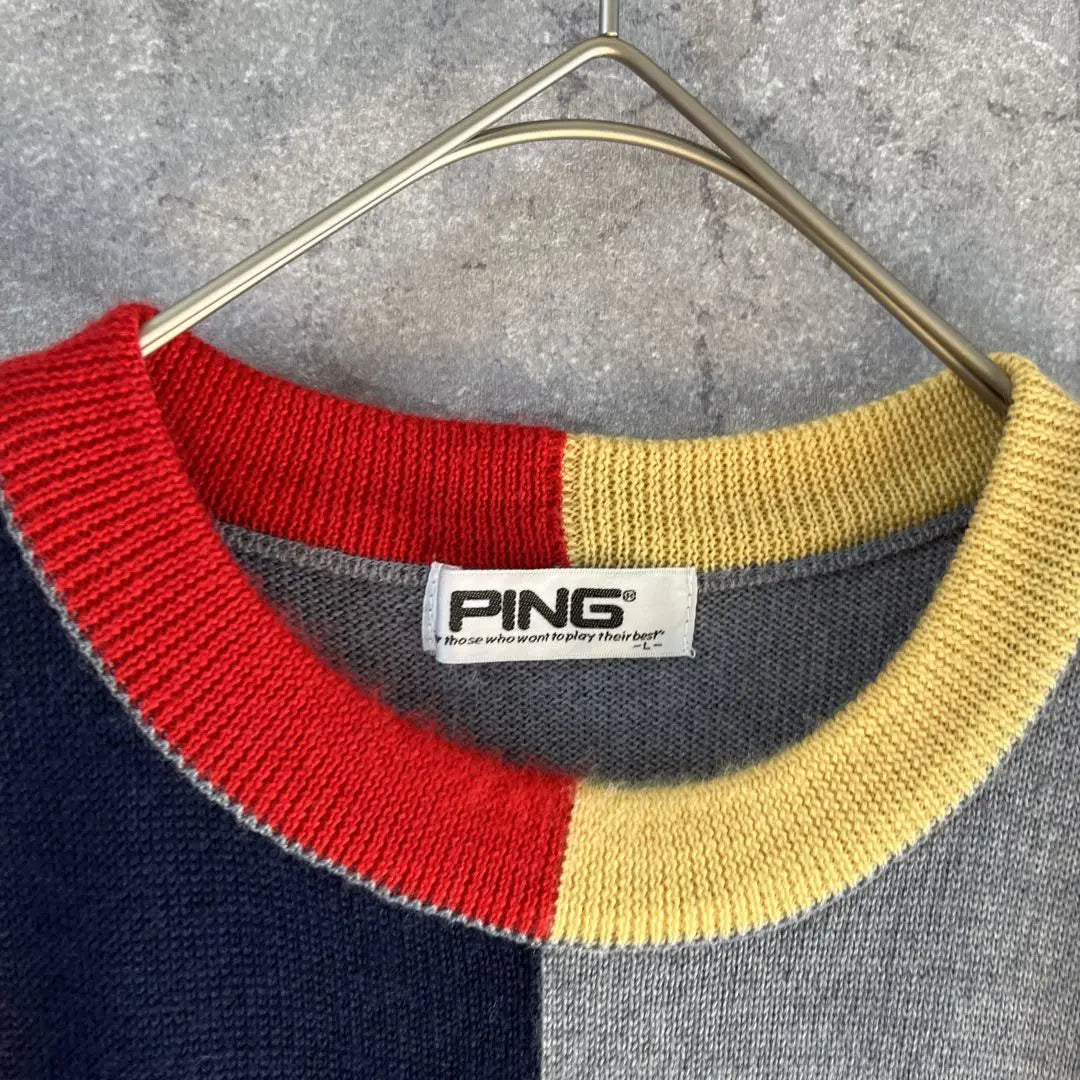 PING Knitted sweatshirt Wool sweater Colorful L Men's V1