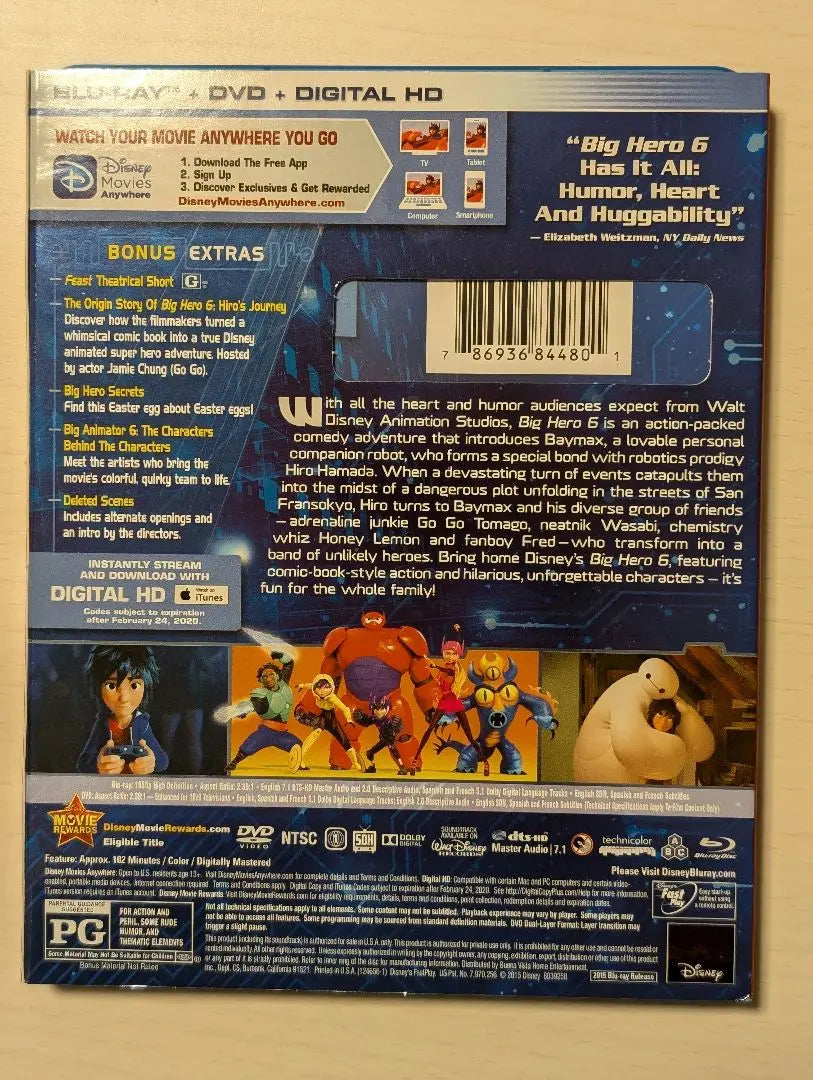 Importación de DVD y Blu-ray de Disney de Baymax, Big Hero 6