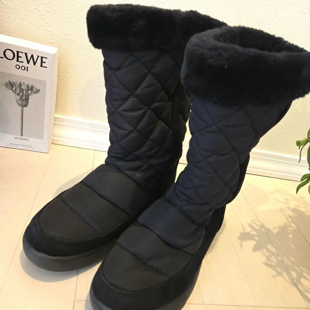 Botas Hawkins Sports Fur de piel de oveja negra semilargas 24 cm | Hawkins Sports ファーブラックムートンブーツ 24cm