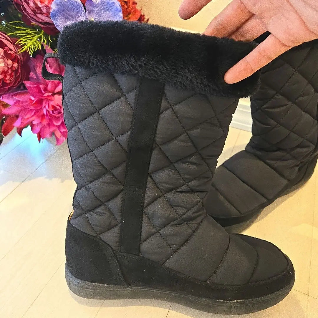 Botas Hawkins Sports Fur de piel de oveja negra semilargas 24 cm | Hawkins Sports ファーブラックムートンブーツ 24cm