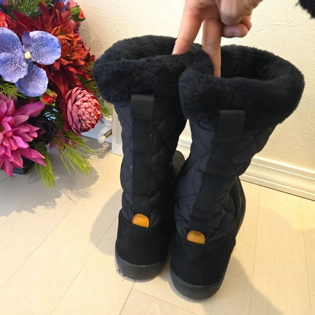 Botas Hawkins Sports Fur de piel de oveja negra semilargas 24 cm | Hawkins Sports ファーブラックムートンブーツ 24cm