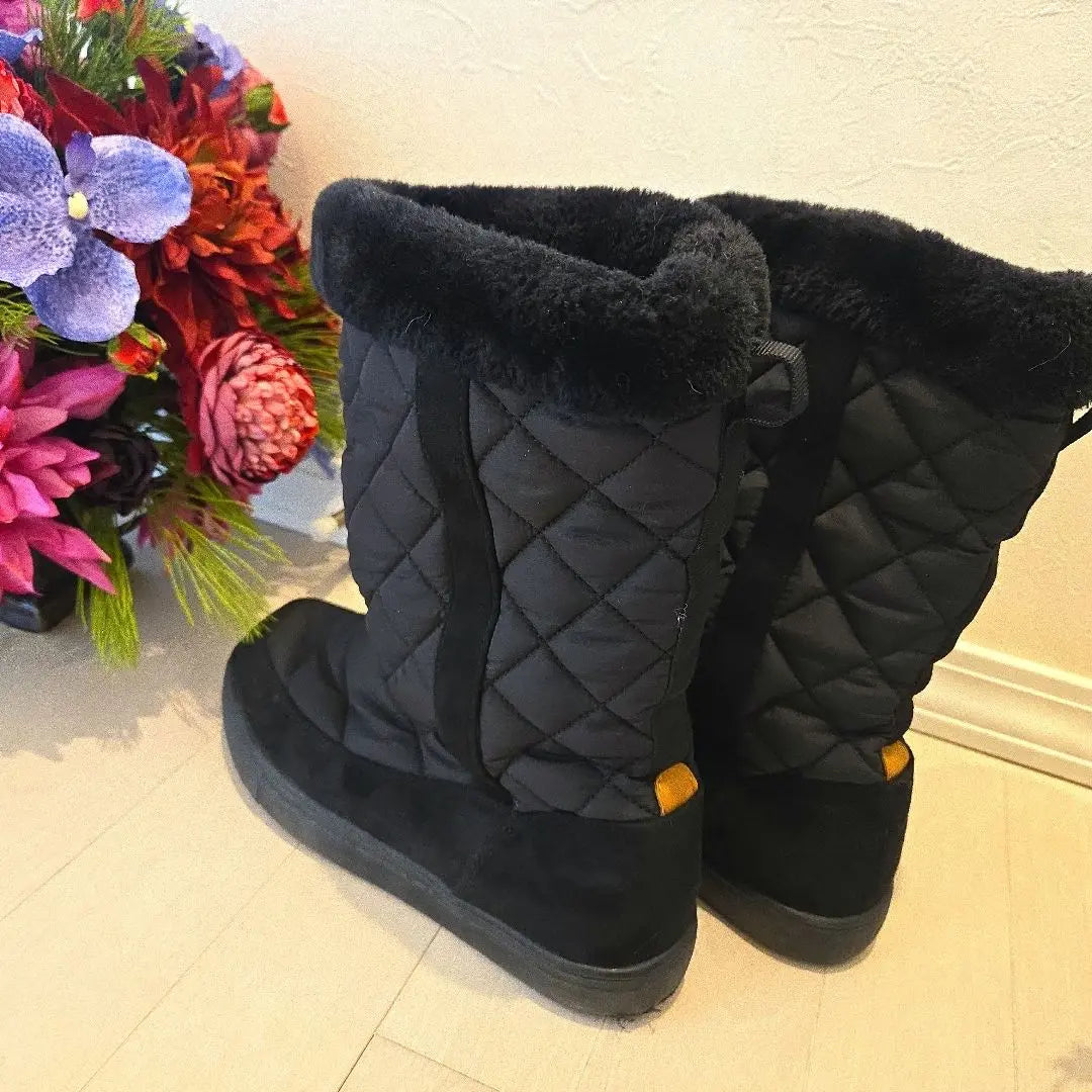 Botas Hawkins Sports Fur de piel de oveja negra semilargas 24 cm | Hawkins Sports ファーブラックムートンブーツ 24cm