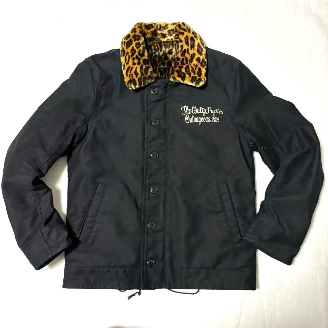 Chaqueta Wakomaria N-1 Deck Leopardo Negro S