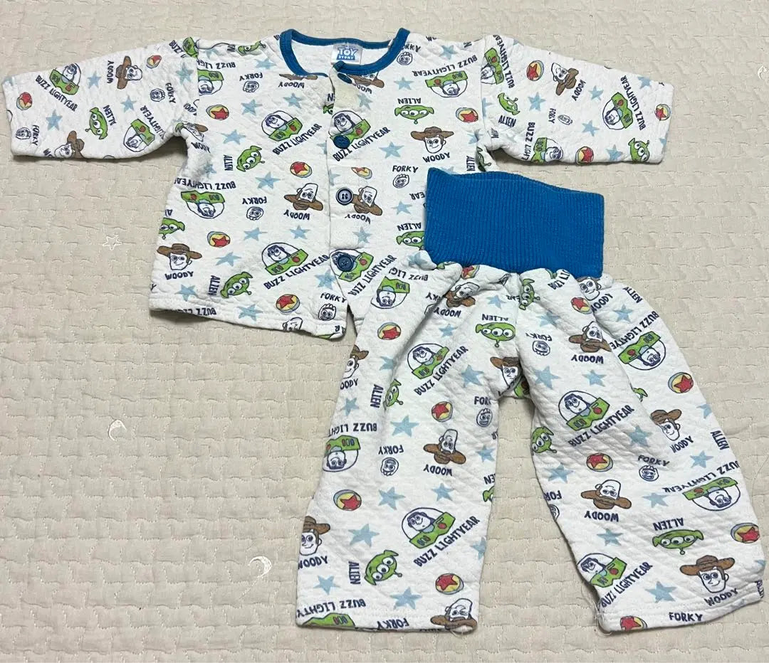 Toy Story Quilted Pajamas with belly wrap, long sleeves, long pants, front button 90