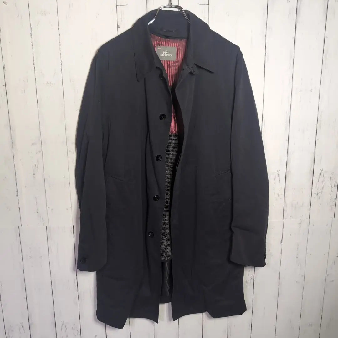 LACOSTE Lacoste stainless steel collar coat black Hiyoku with mohair liner