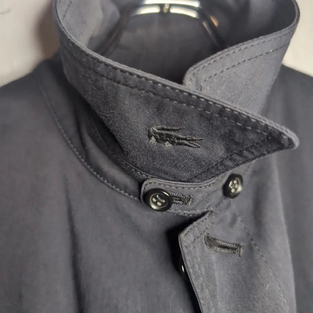 LACOSTE Lacoste stainless steel collar coat black Hiyoku with mohair liner