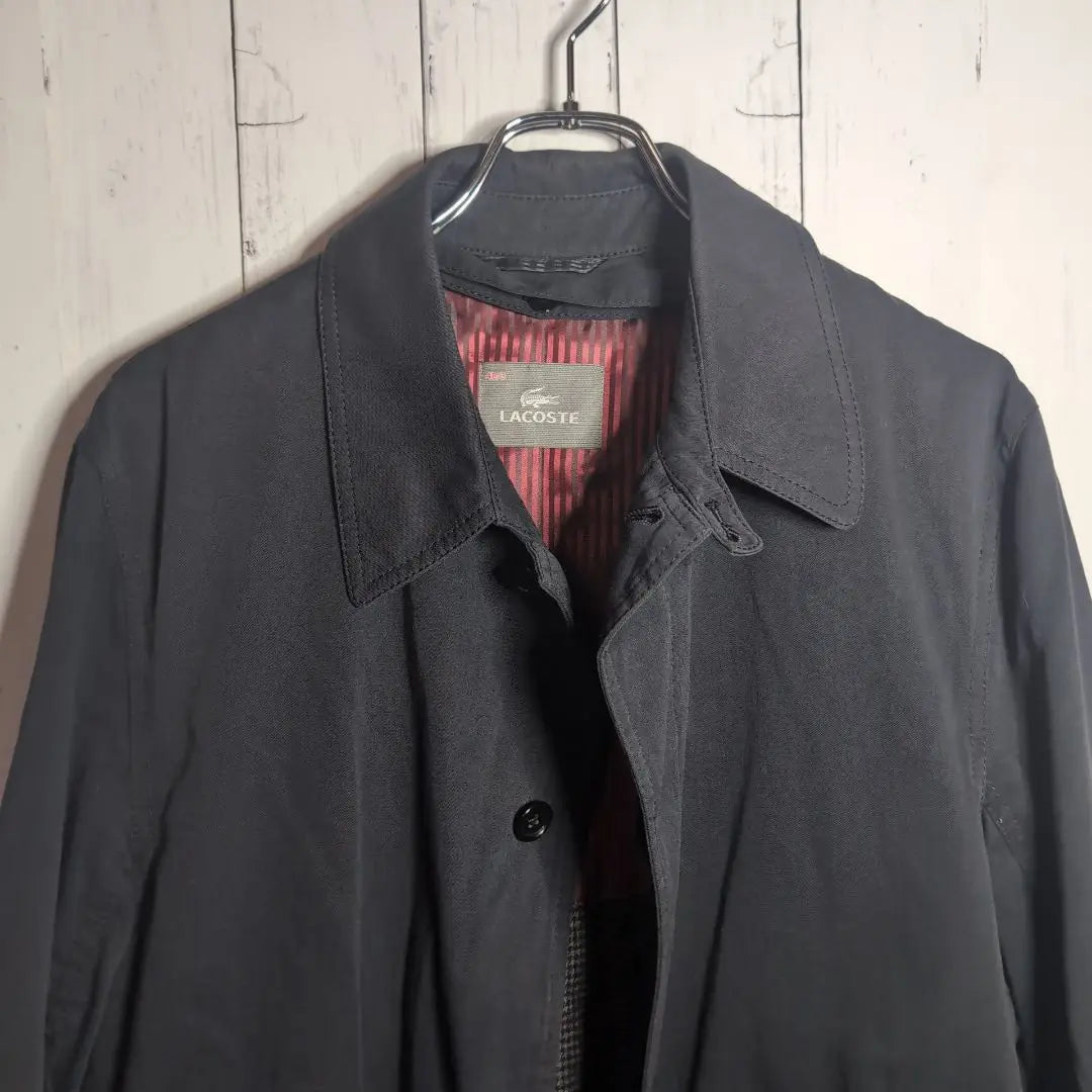 LACOSTE Lacoste stainless steel collar coat black Hiyoku with mohair liner