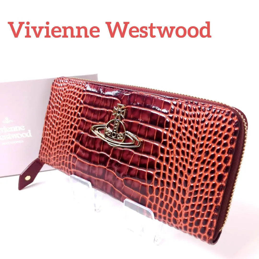 [Good condition] Vivienne Westwood Long Wallet Round Zipper Crocodile Embossed