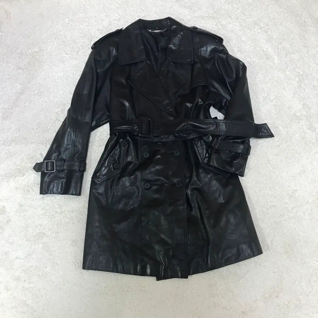 Conpiacere Leather Coat Trench Coat Lining All-over Pattern Cowhide Made in Japan F