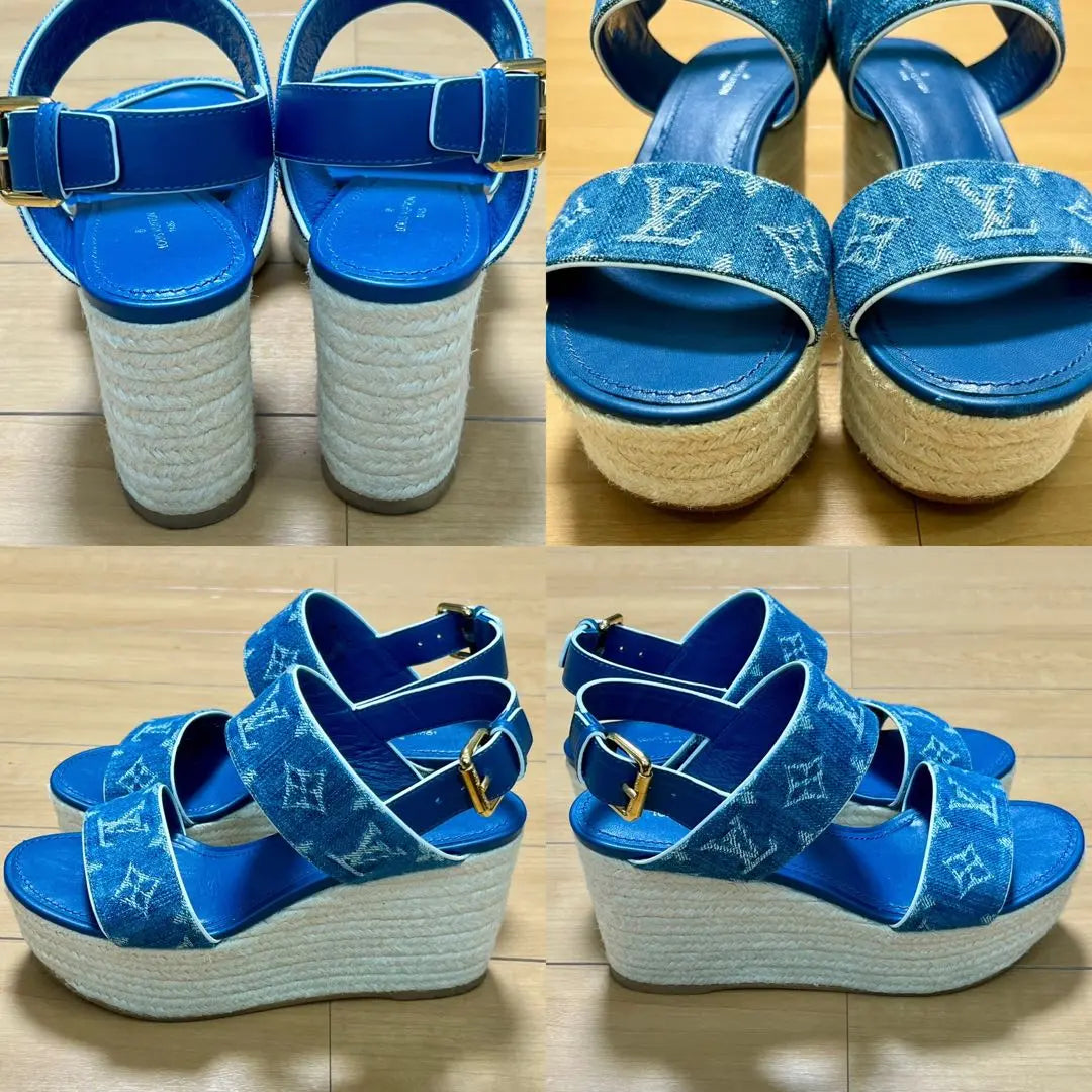 Sandalias vaqueras LV Louis Vuitton con suela de cuña Starboard Line 37