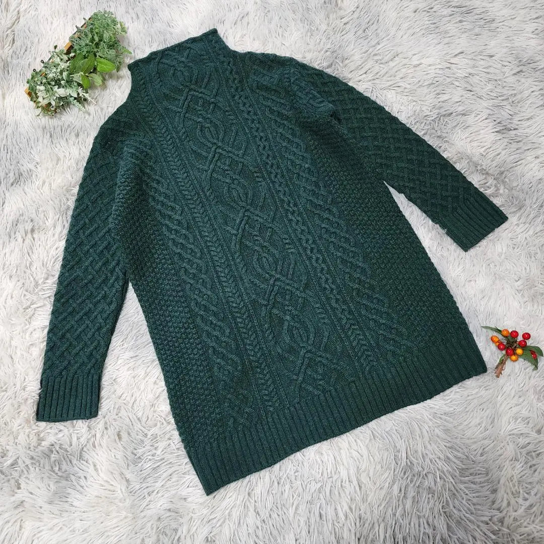 [Vintage] Vintage (F) Long Sleeve Knit Sweater Stand Neck Green