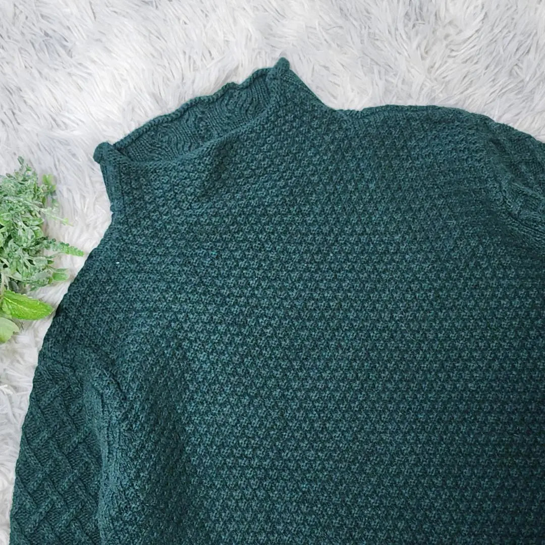 [Vintage] Vintage (F) Long Sleeve Knit Sweater Stand Neck Green