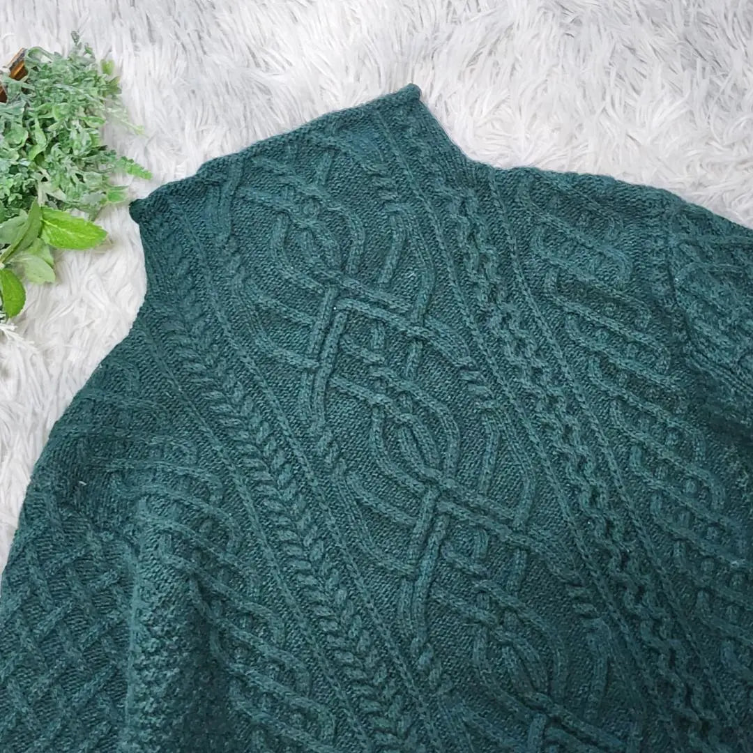 [Vintage] Vintage (F) Long Sleeve Knit Sweater Stand Neck Green