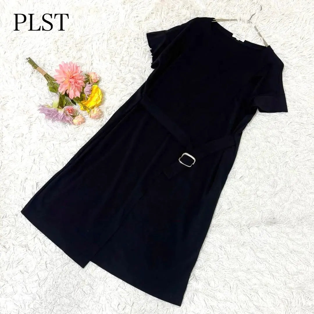 [M] Plaste Knee-length dress Black Layered design Plain Elegant