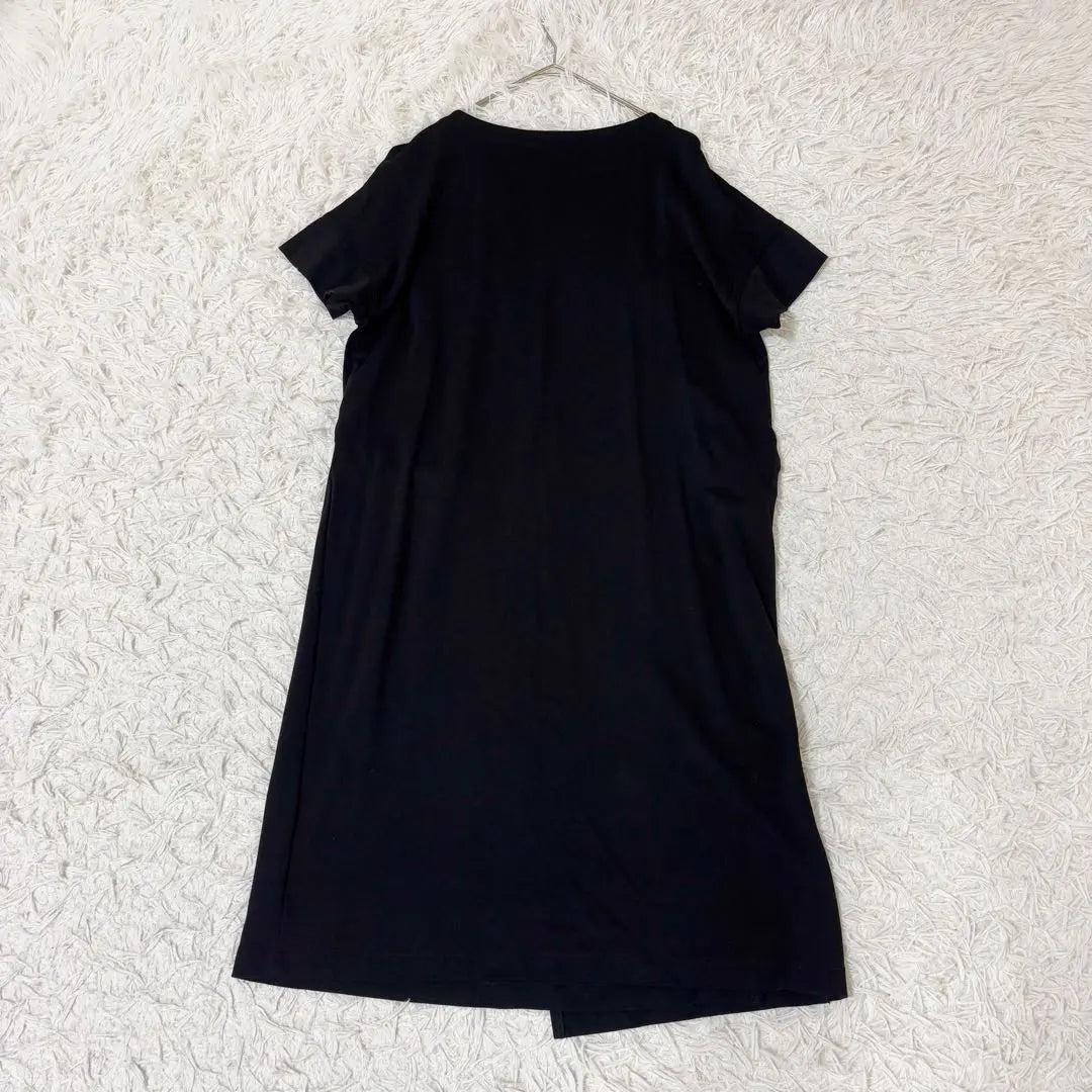 [M] Plaste Knee-length dress Black Layered design Plain Elegant