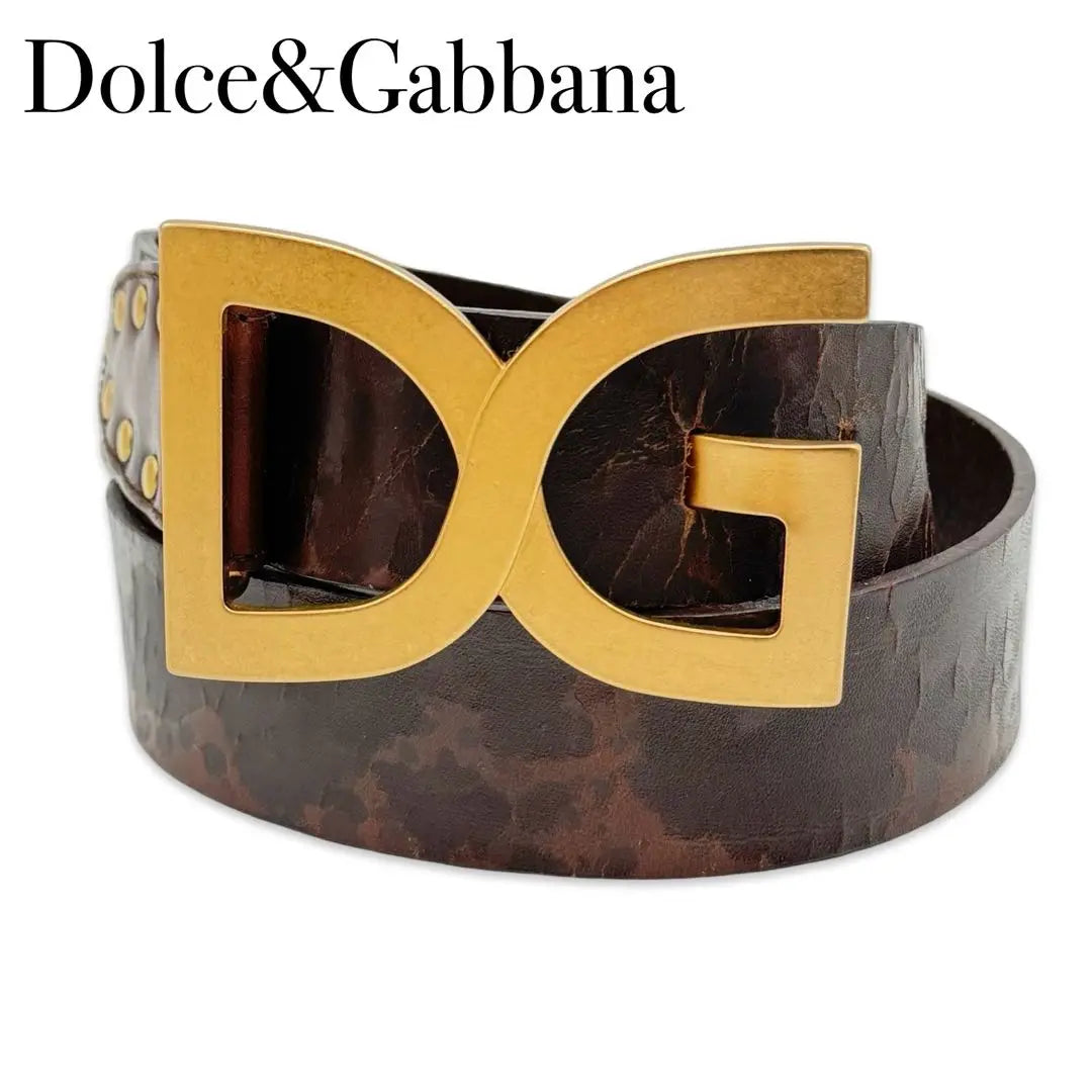 Dolce & Gabbana Dolgaba Leather Gold Belt Men's Brown Gold