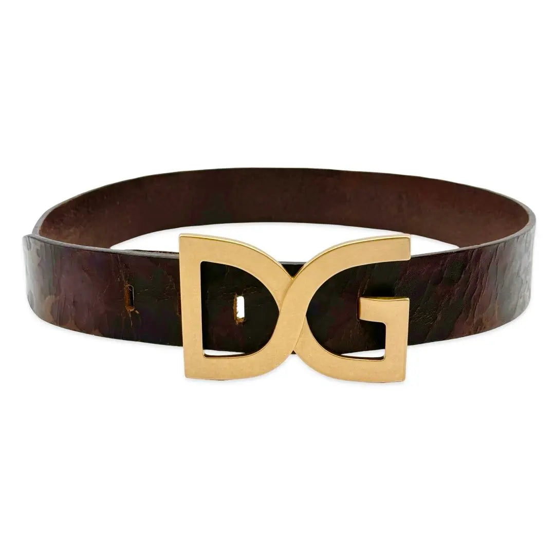 Dolce & Gabbana Dolgaba Leather Gold Belt Men's Brown Gold