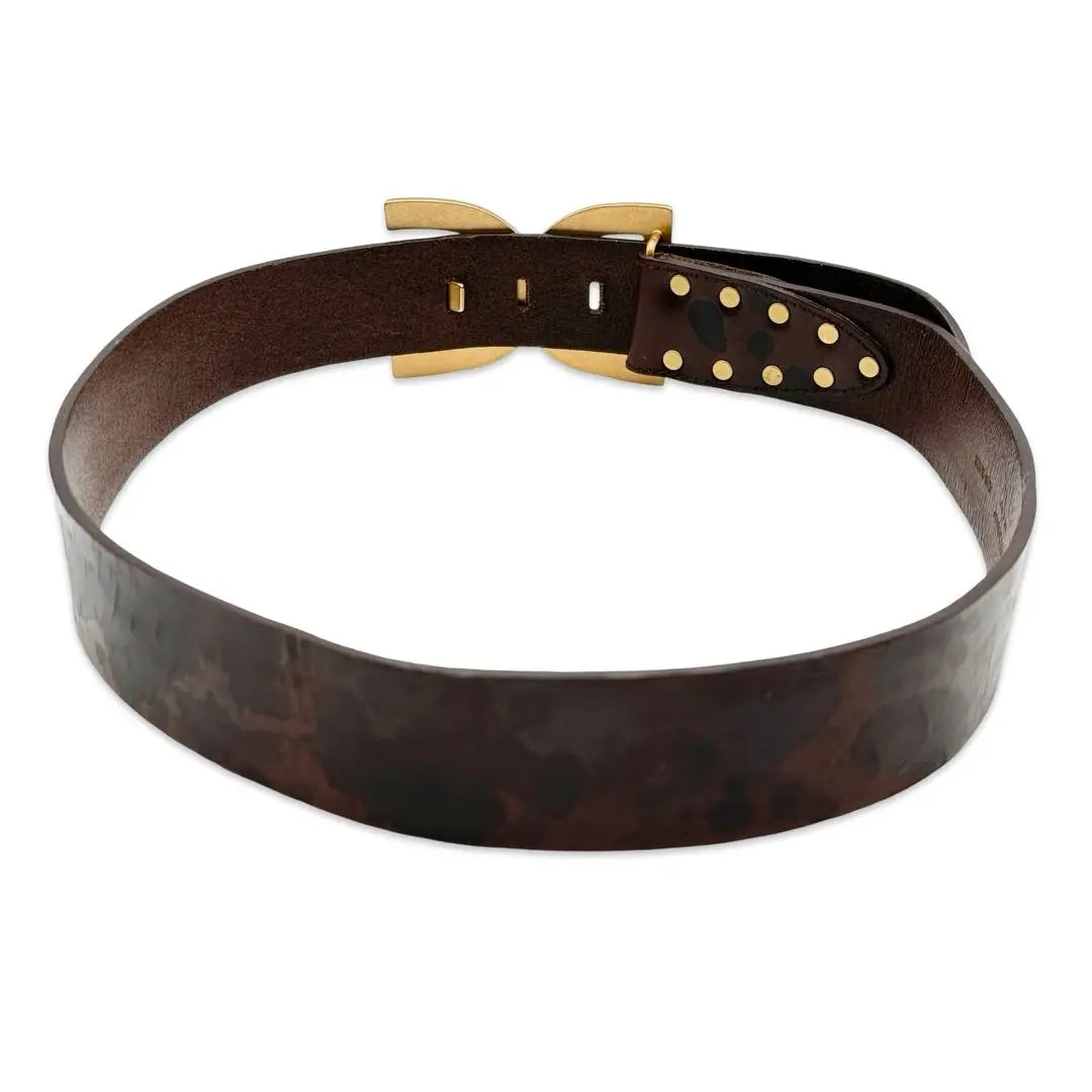 Dolce & Gabbana Dolgaba Leather Gold Belt Men's Brown Gold