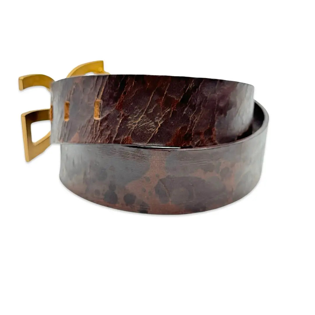 Dolce & Gabbana Dolgaba Leather Gold Belt Men's Brown Gold