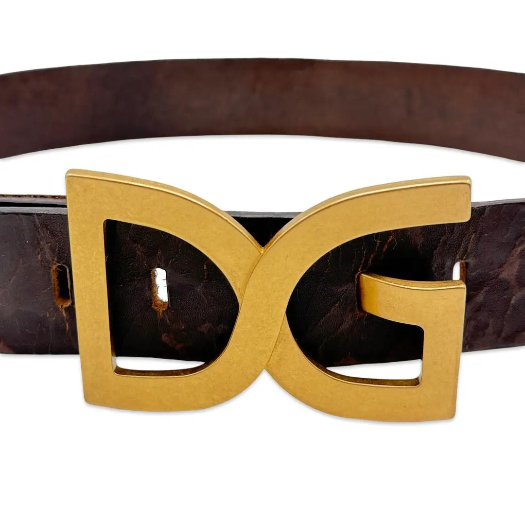 Dolce & Gabbana Dolgaba Leather Gold Belt Men's Brown Gold