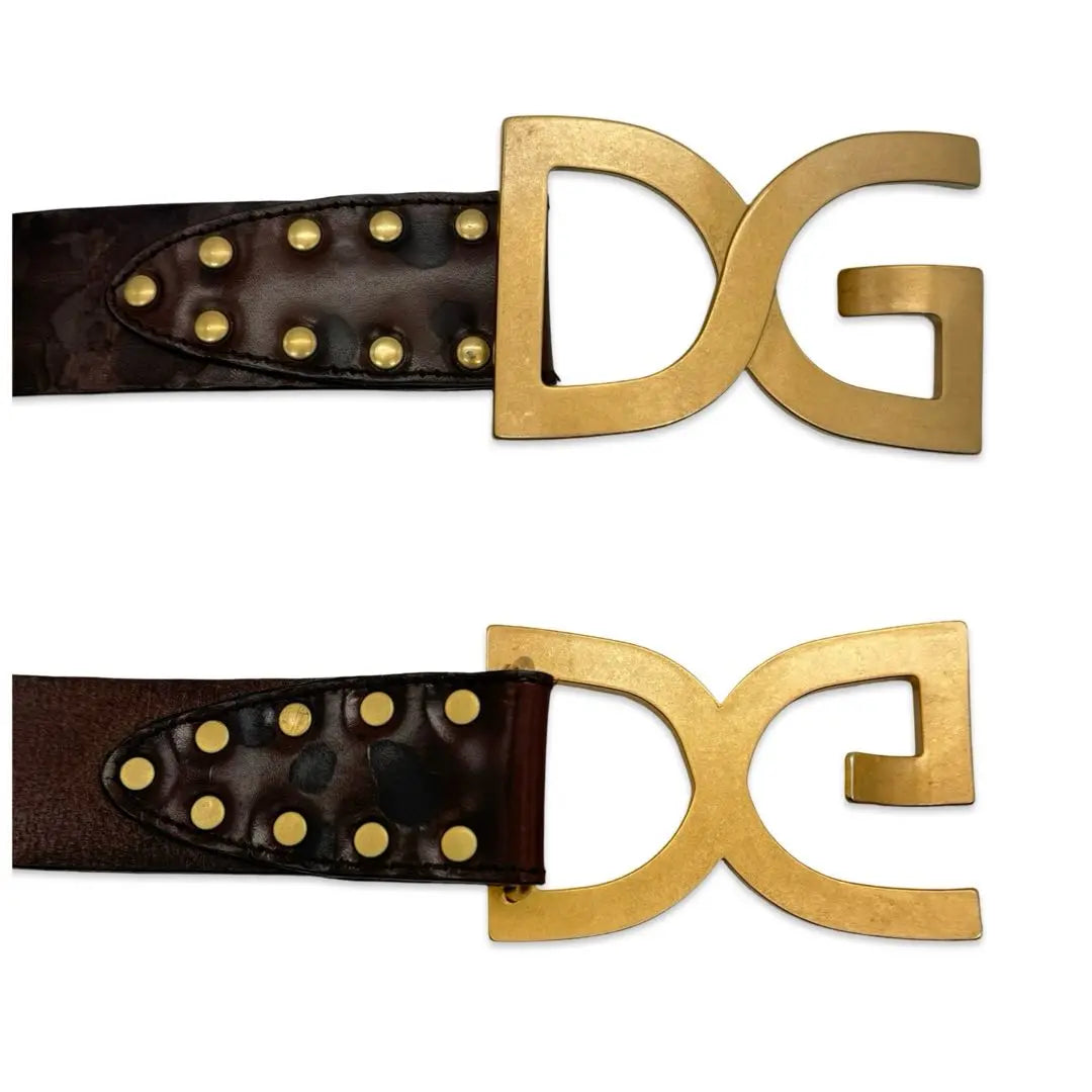 Dolce & Gabbana Dolgaba Leather Gold Belt Men's Brown Gold