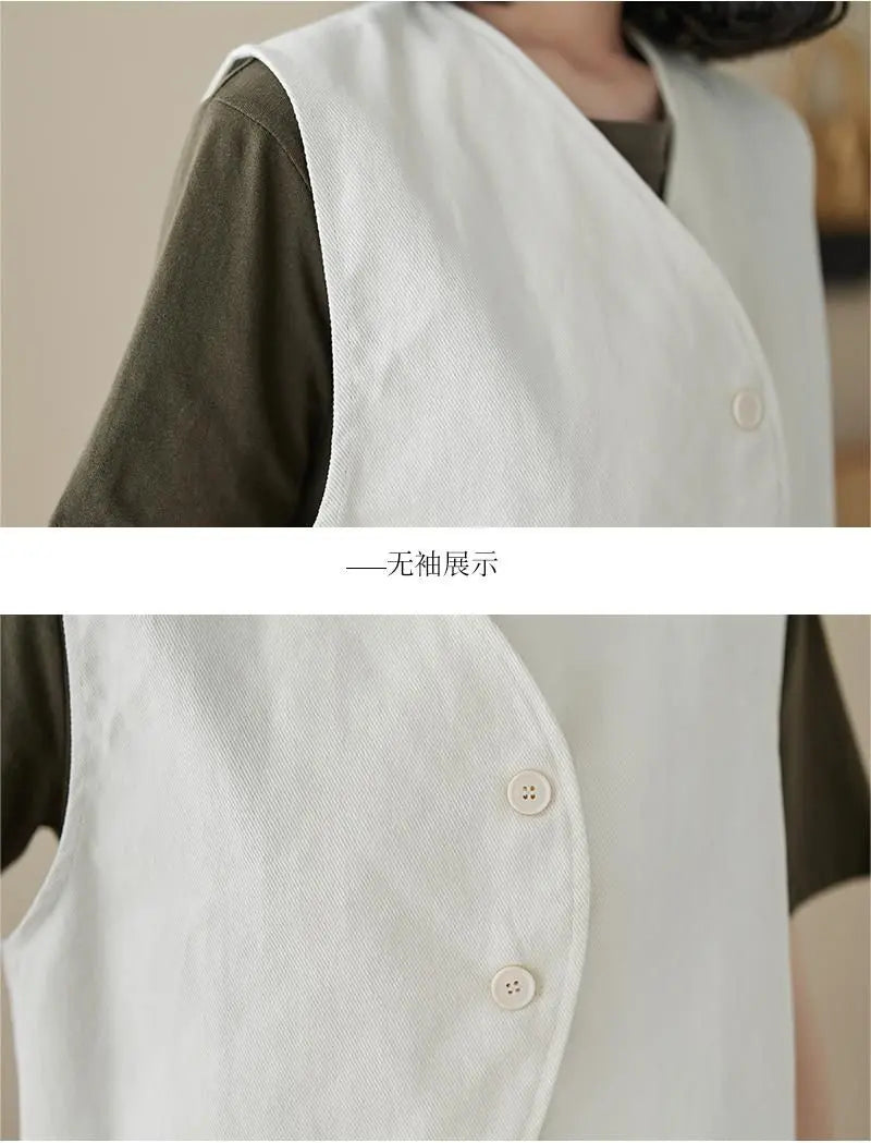 Highly stylish plain vest vest top simple button V-shaped collar