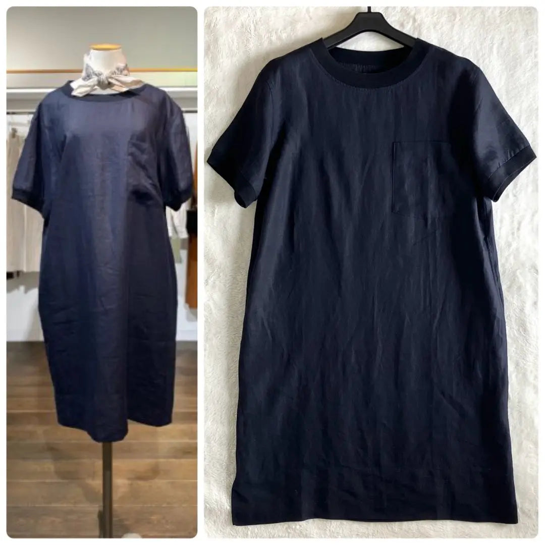 Margaret Howell 21SS Linen Short Sleeve Dress 1 Dark Navy