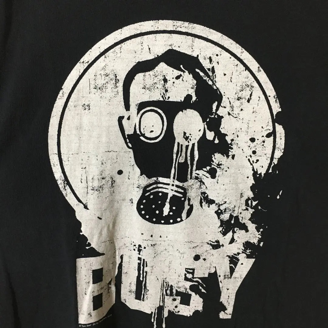 [Used clothing for unique style] Short sleeve print T-shirt, gas mask, impact, surreal T, black S