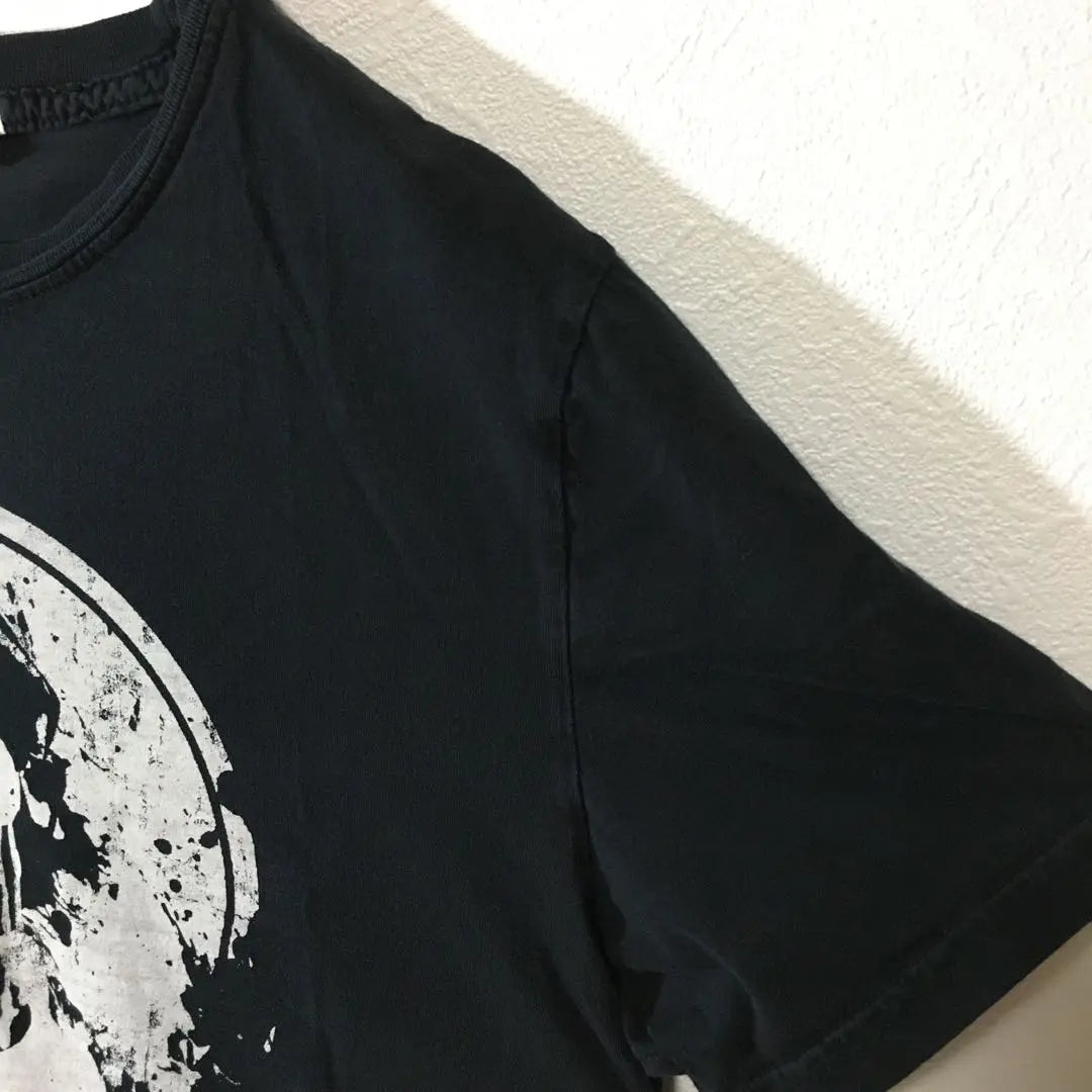 [Used clothing for unique style] Short sleeve print T-shirt, gas mask, impact, surreal T, black S