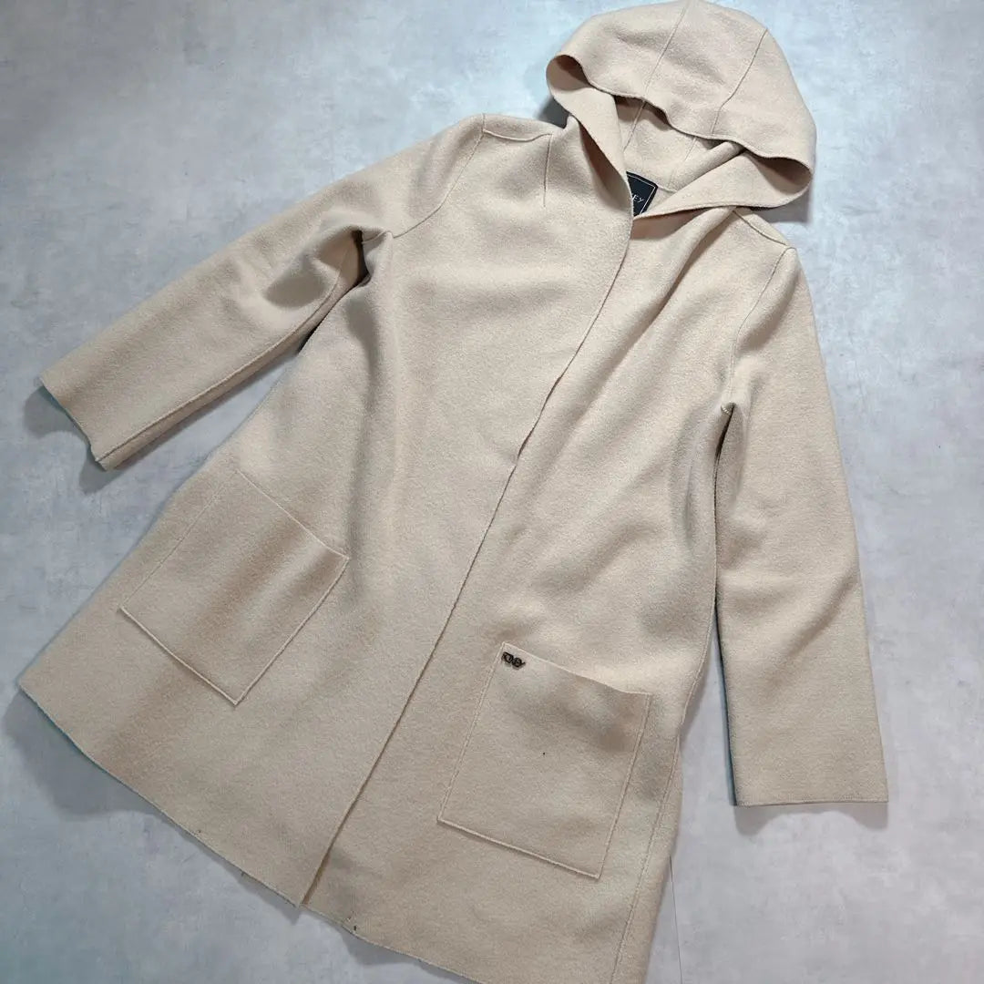 FOXEY Double Face Coat Beige Logo Fittings 40 Outerwear